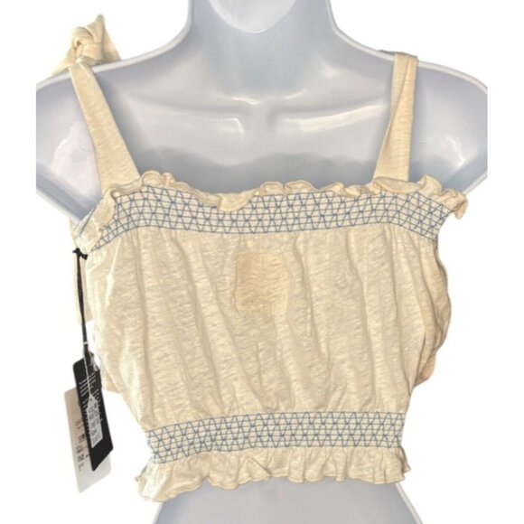 Chaser Lirhetta Floral Bouquet White Embroidery Crop Top S NEW - Picture 4 of 6